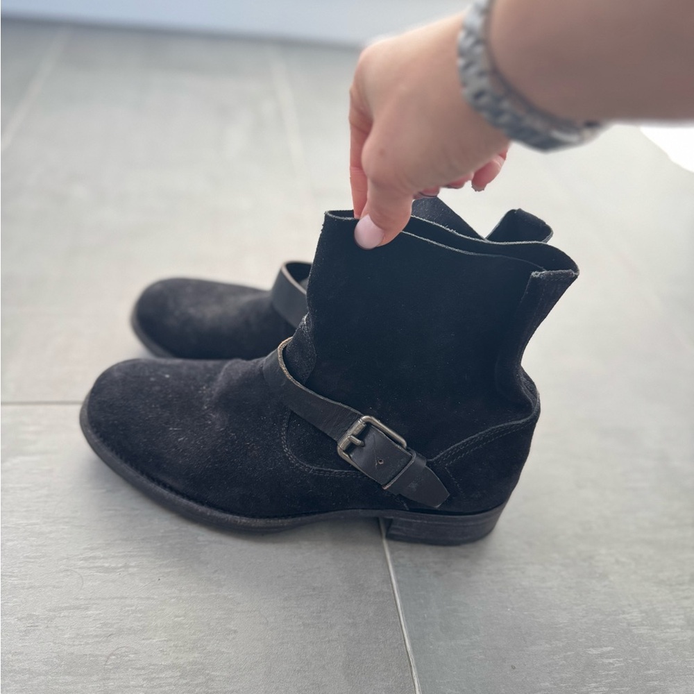 N.D.C. Biker Suede Slouch Ankle Boots with Buckle 36 1/2